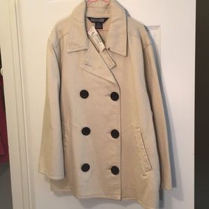 NWT Lans End Youth pea coat beige